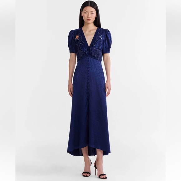 white to blue ombre dress Lewa Ombre Crochet Dress